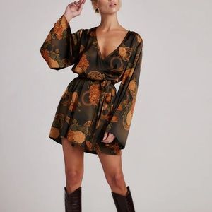 Gold Standard Olive Floral Kimono Dress